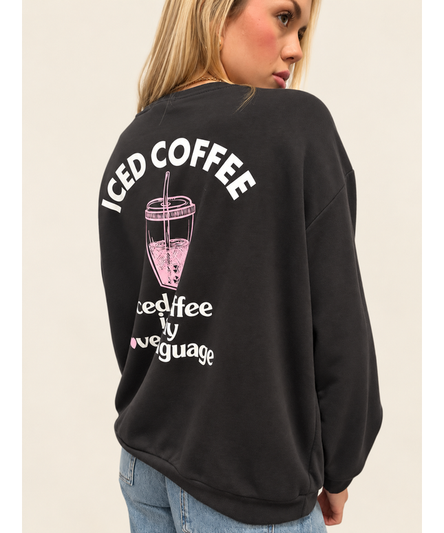 Sweater „Iced coffee is my love language“ | Dunkelbraun