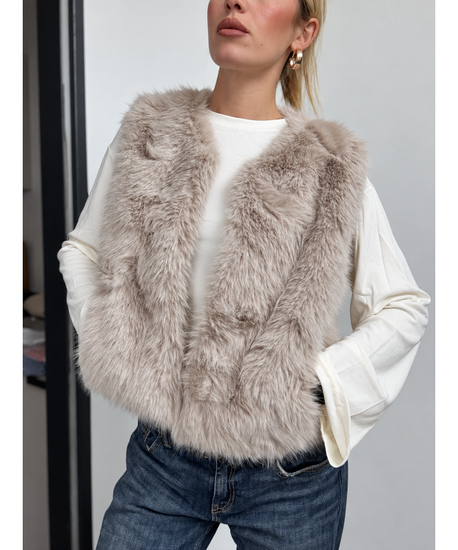 Faux Fur Weste Amélie | Taupe