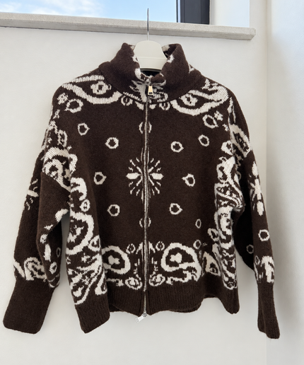 Zip Strickjacke mit Ornamentmuster | versch. Farben