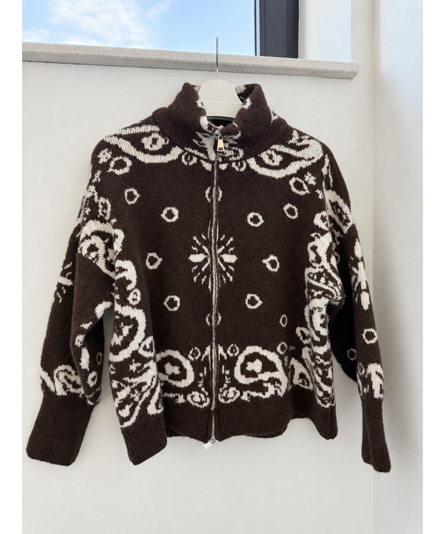 Zip Strickjacke mit Ornamentmuster | versch. Farben