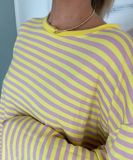 Gestreiftes Langarmshirt | Striped Long Sleeve | Gelb/Rosa