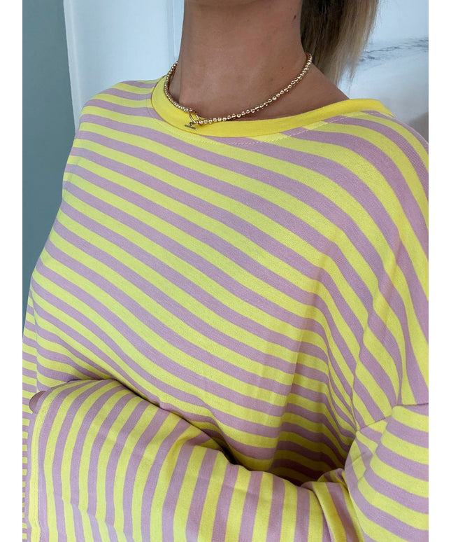 Gestreiftes Langarmshirt | Striped Long Sleeve | Gelb/Rosa