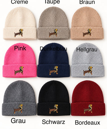 Beanie mit Dackel | versch. Farben