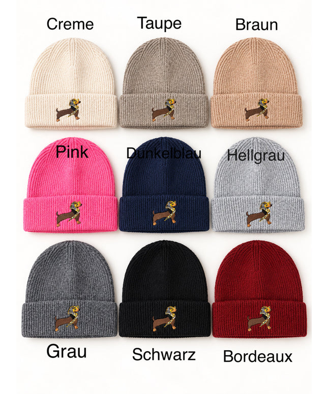 Beanie mit Dackel | versch. Farben