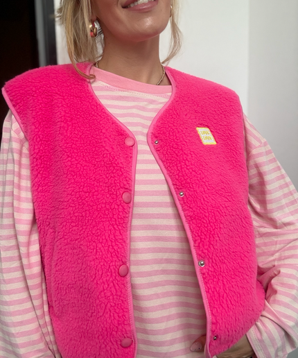 Teddy Weste mit Love Patch | pink