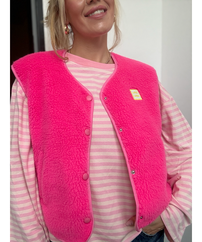 Teddy Weste mit Love Patch | pink