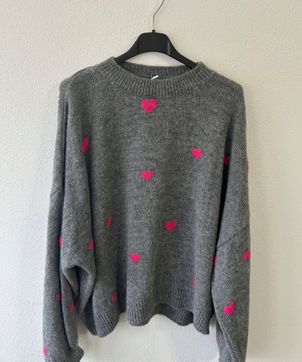 Strickpullover mit Herzmuster