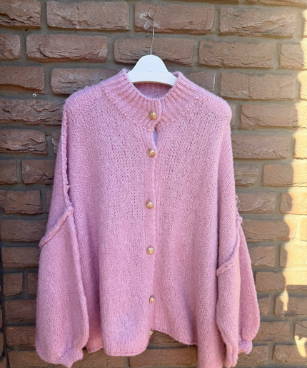 Oversized Strickjacke mit goldenen Knöpfen | versch. Farben