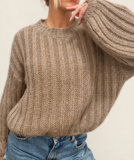 Grobstrick Pullover | taupe