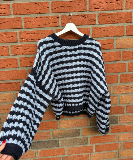 Grobstrickpullover mit Streifenmuster | blau