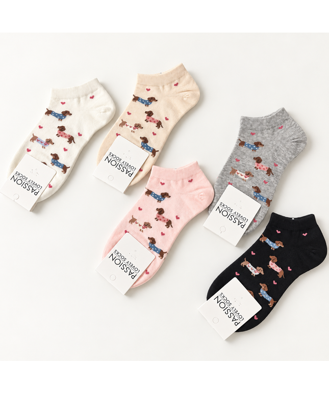 Sneaker Socken mit Dackelprint | versch. Farben