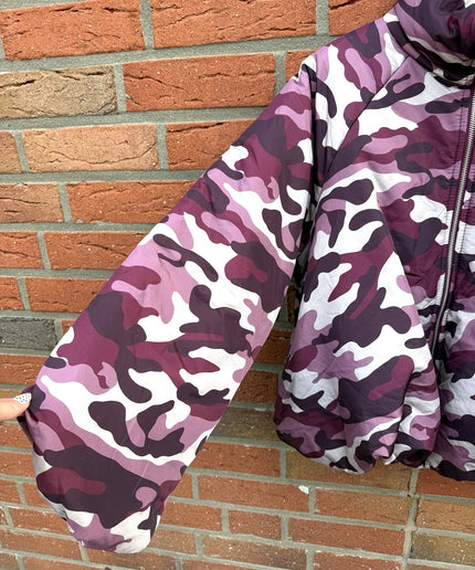 Oversize Camouflage Bomberjacke | Bordeaux rosa