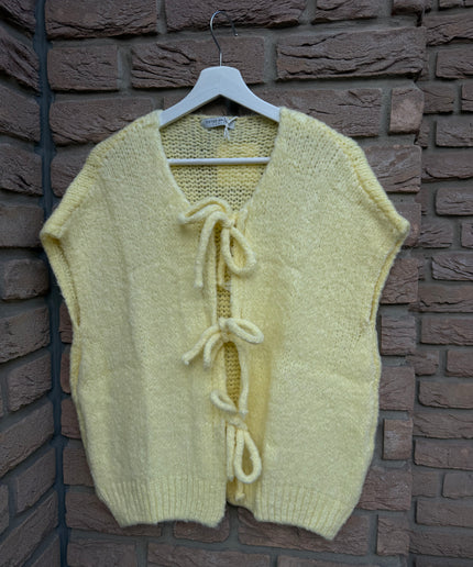 Strickjacke mit Schleifen | kurzarm | gelb