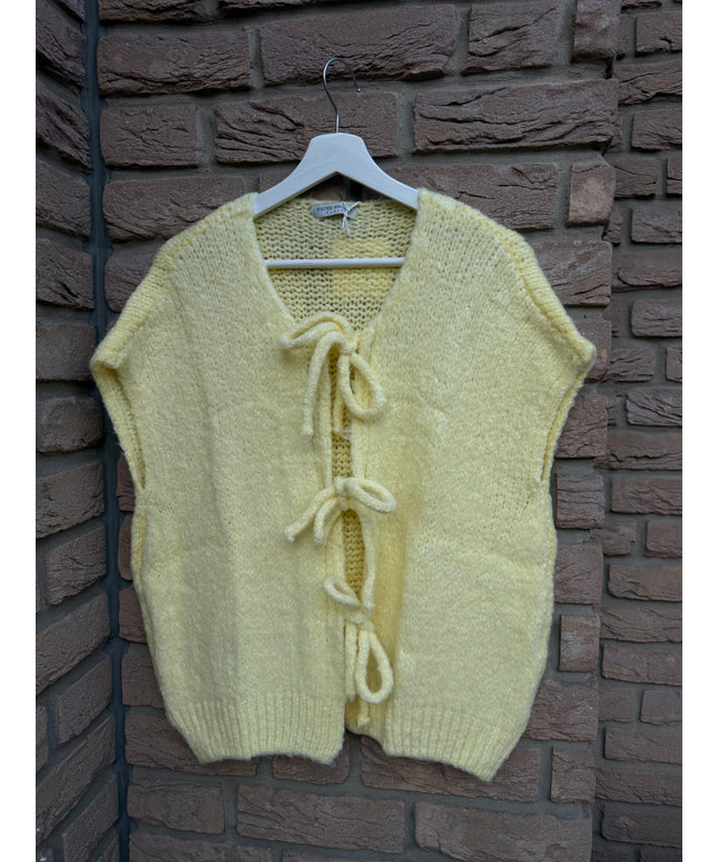 Strickjacke mit Schleifen | kurzarm | gelb