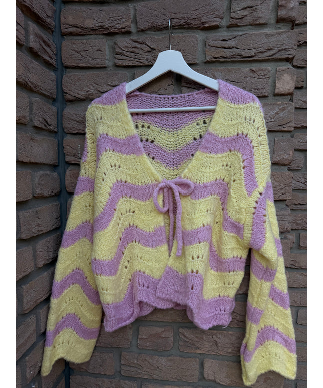 Strickjacke Candy Wave | rosa gelb