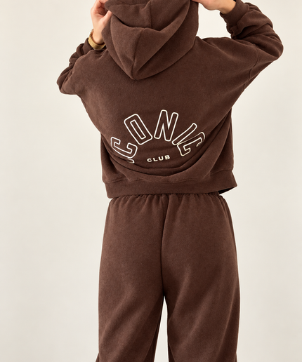 Frottee-Optik Set „Iconic Club“ mit Kapuzenvoller und Hose | versch. Farben