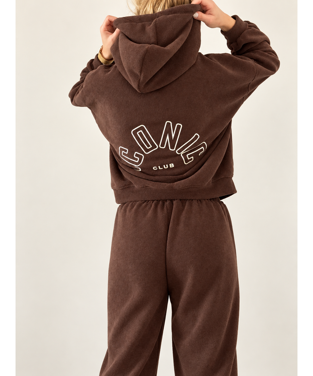 Frottee-Optik Set „Iconic Club“ mit Kapuzenvoller und Hose | versch. Farben