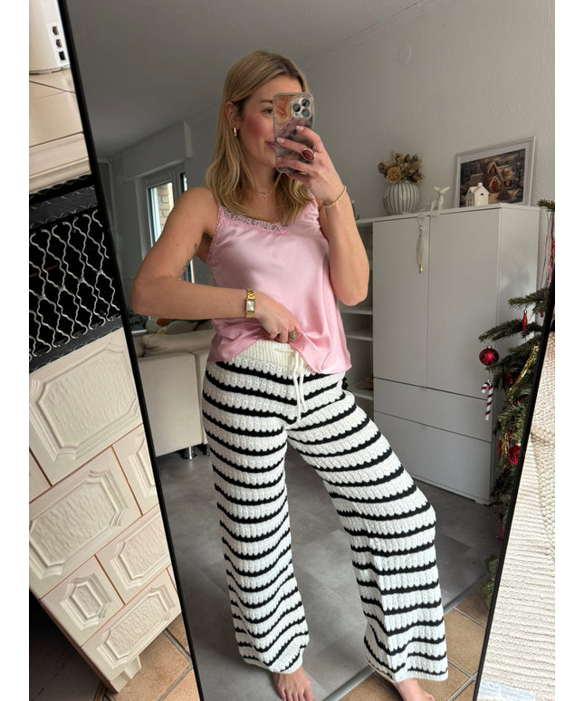 Bunte Strickhose | weiß schwarz