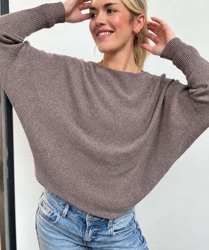 B-WARE | Pullover mit Fledermausärmeln | taupe
