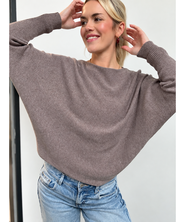 B-WARE | Pullover mit Fledermausärmeln | taupe