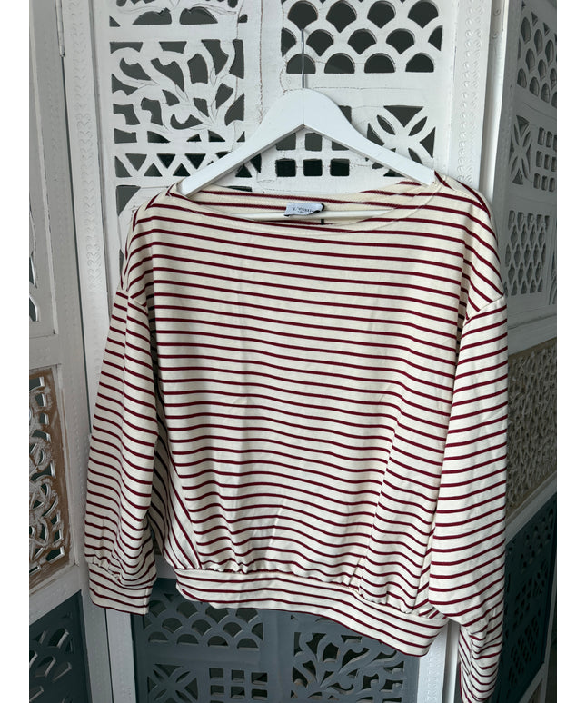 Gestreiftes One-Shoulder Langarmshirt