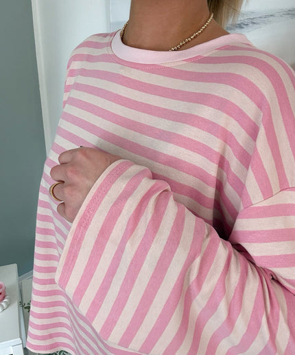 Gestreiftes Langarmshirt | Striped Long Sleeve | Rosa/Hellrosa