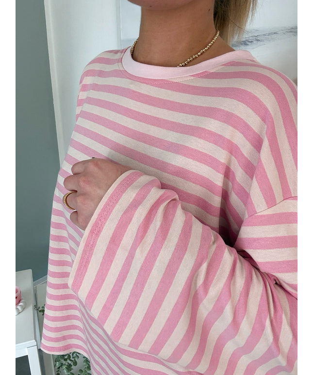 Gestreiftes Langarmshirt | Striped Long Sleeve | Rosa/Hellrosa