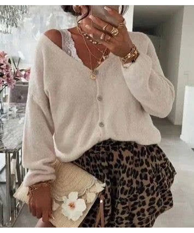 Strickjacke SANDY | mit Knopfleiste | Beige