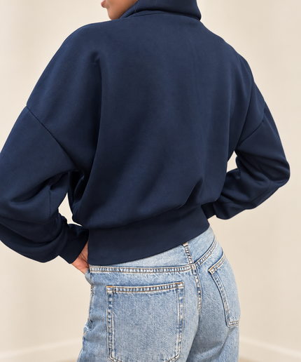Sweatjacke mit Reißverschluss und Stehkragen | Dunkelblau