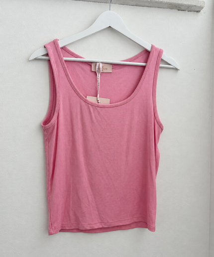 Geripptes Basic Top | Rosa