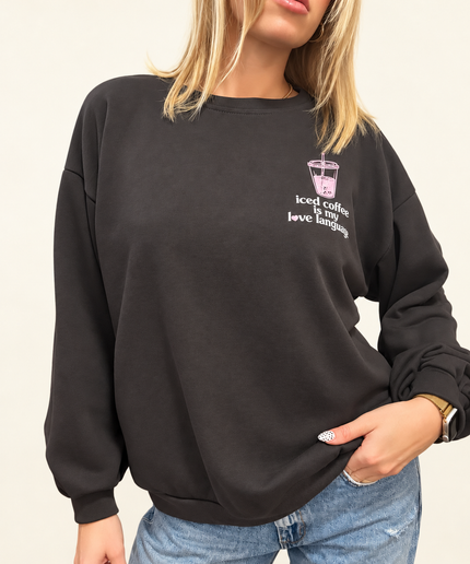 Sweater „Iced coffee is my love language“ | Dunkelbraun