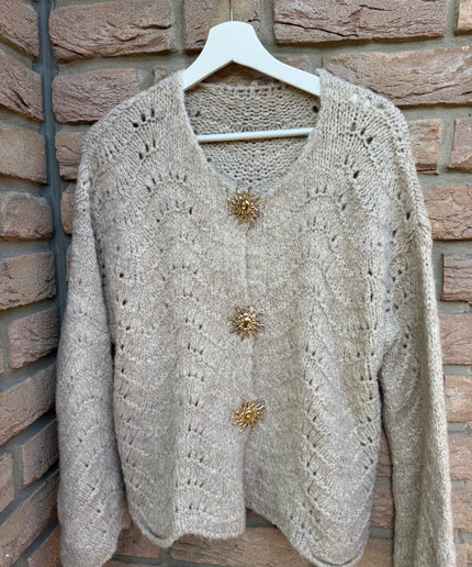 Strickjacke Wave Sun | Taupe
