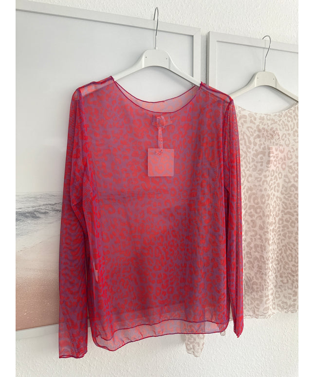 Mesh Langarmshirt Leo-Print | versch. Farben