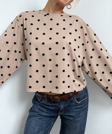 Polka Dot Shirt | taupe/schwarz