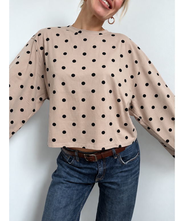 Polka Dot Shirt | taupe/schwarz