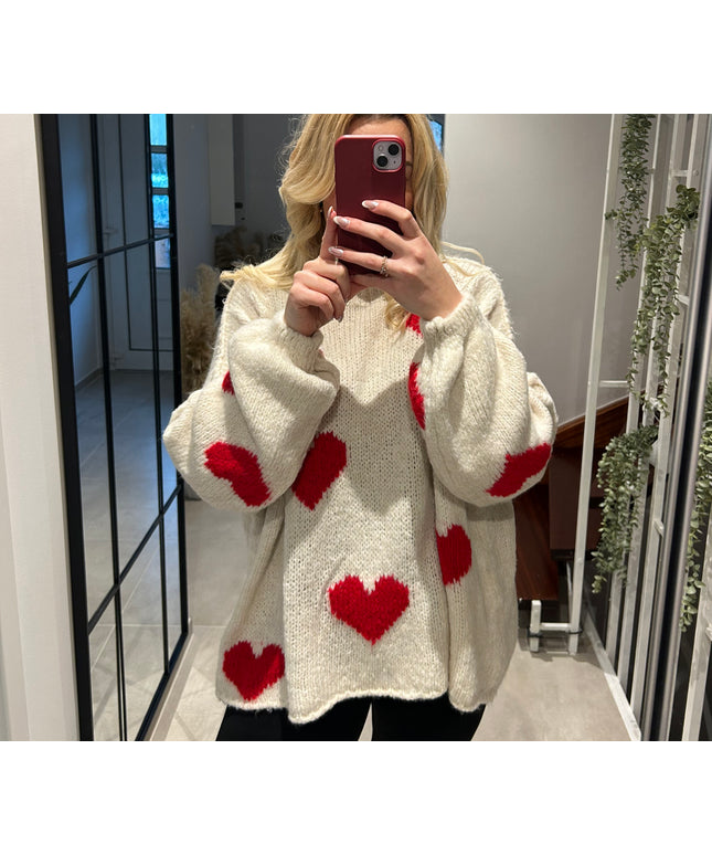 Oversized Herzpullover | versch. Farben