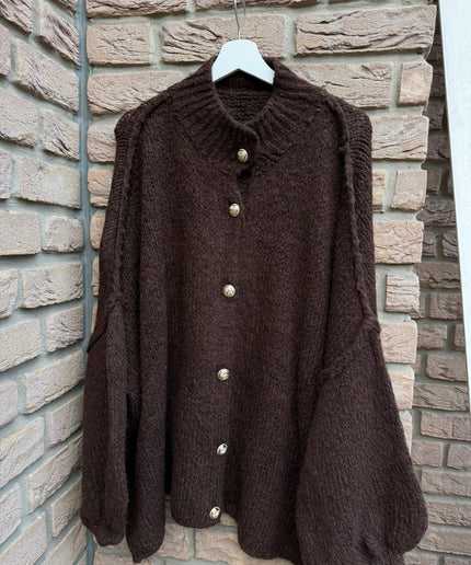 Oversized Strickjacke mit goldenen Knöpfen | versch. Farben
