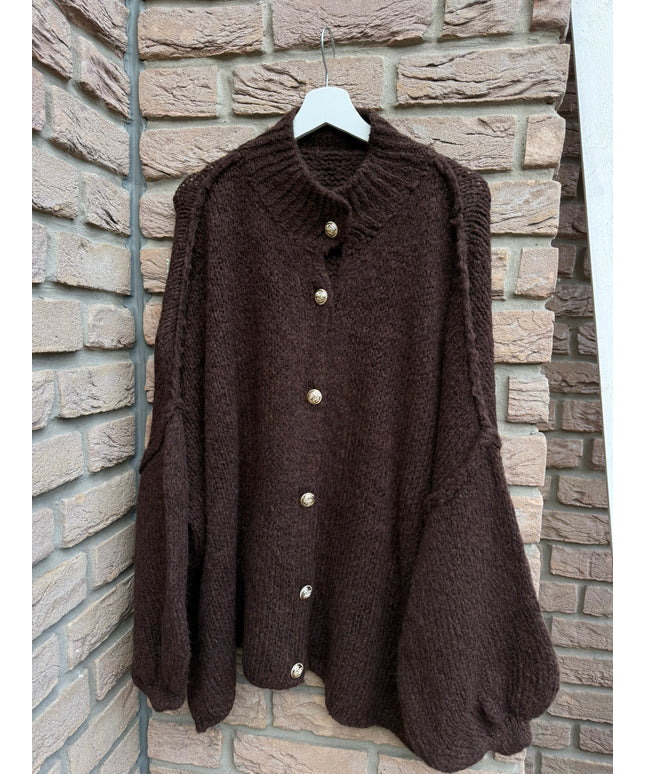 Oversized Strickjacke mit goldenen Knöpfen | versch. Farben