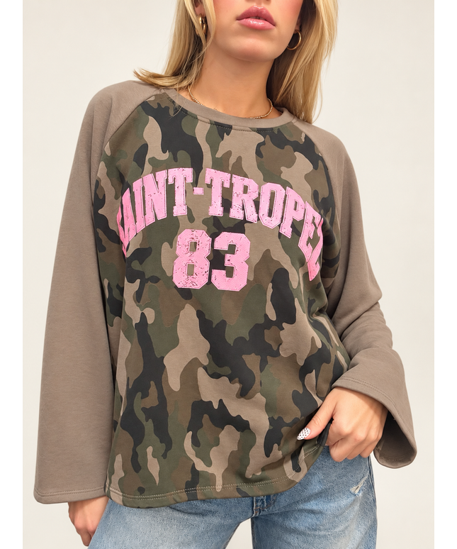 Camouflage-Sweatshirt mit Statement-Print | versch. Farben