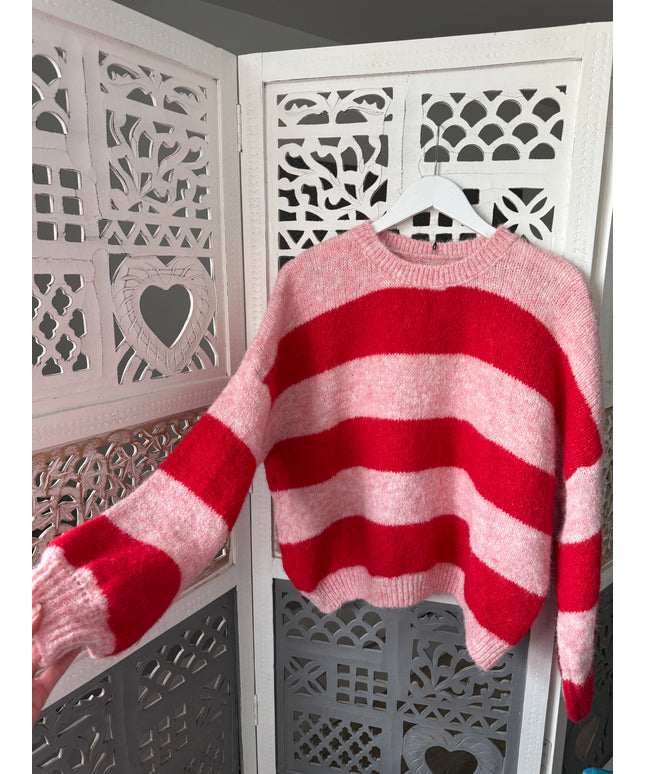 Pullover mit Streifen | rot/rosa