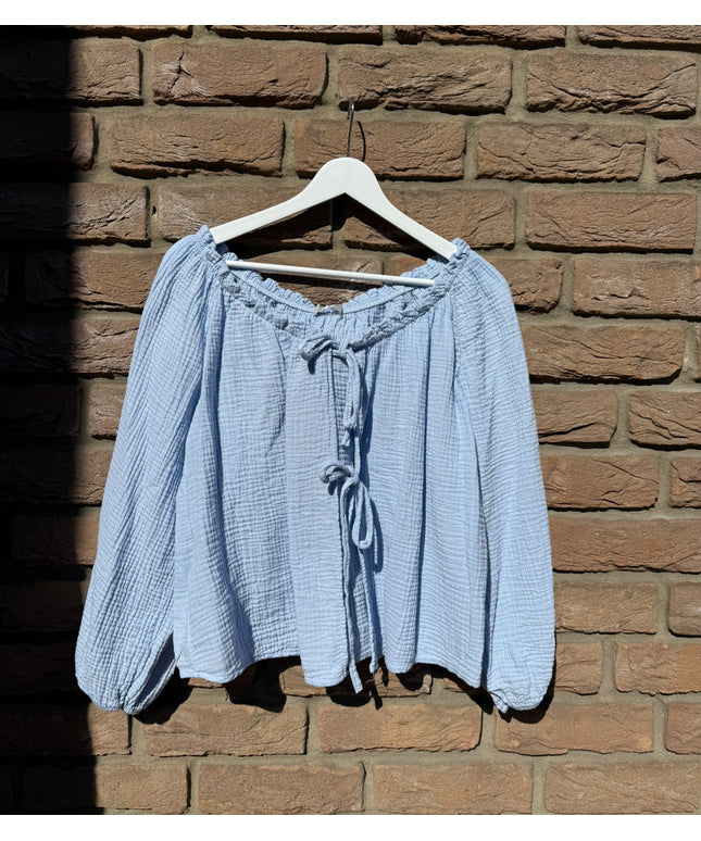 Musselin Bluse mit Schleifen off shoulder | versch. Farben