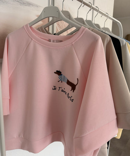 T-Shirt mit Dackel Patch | versch. Farben