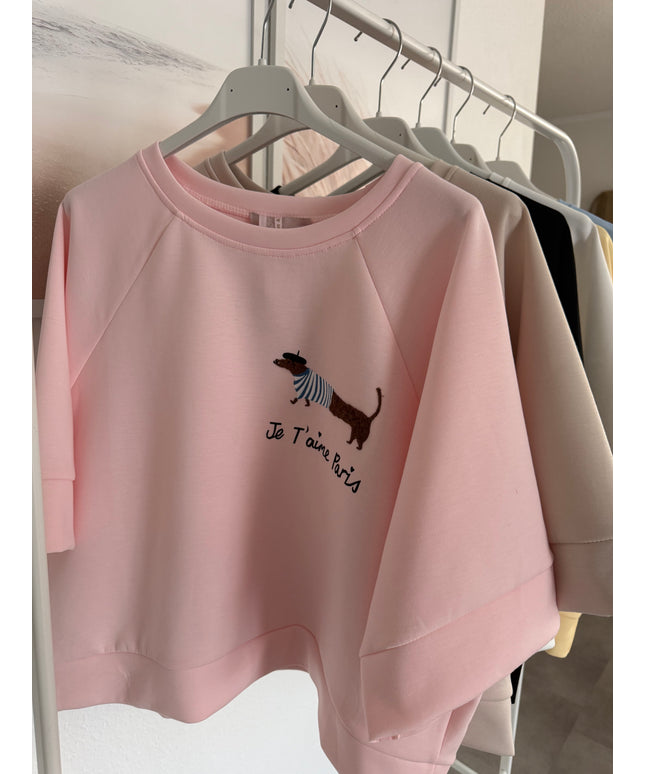 T-Shirt mit Dackel Patch | versch. Farben