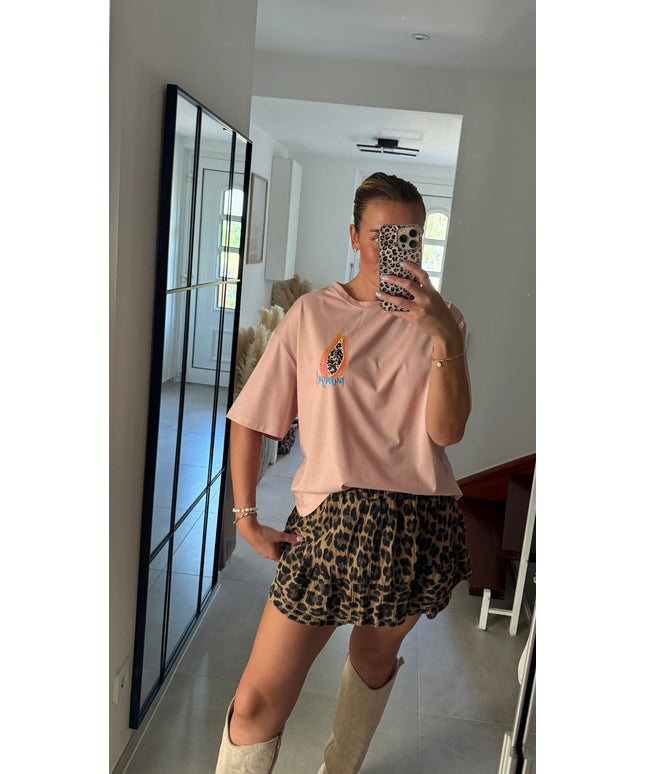 T-Shirt mit Papaya-Print und Charms-Dekoration