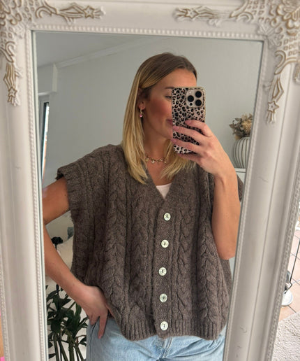 Zopfmuster Weste | braun