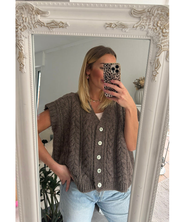 Zopfmuster Weste | braun