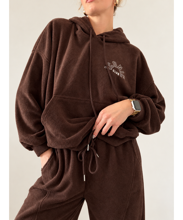 Frottee-Optik Set „Iconic Club“ mit Kapuzenvoller und Hose | versch. Farben