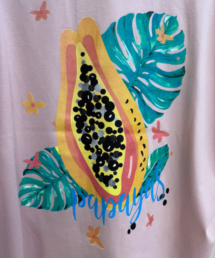 T-Shirt mit Papaya-Print und Charms-Dekoration