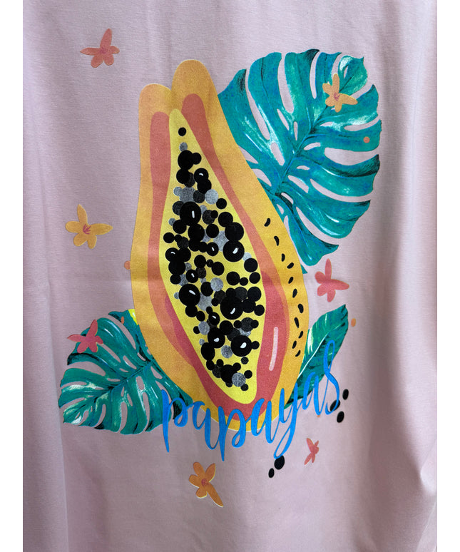 T-Shirt mit Papaya-Print und Charms-Dekoration