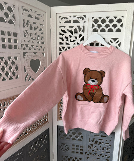 Pullover mit Teddy-Aufdruck | rosa